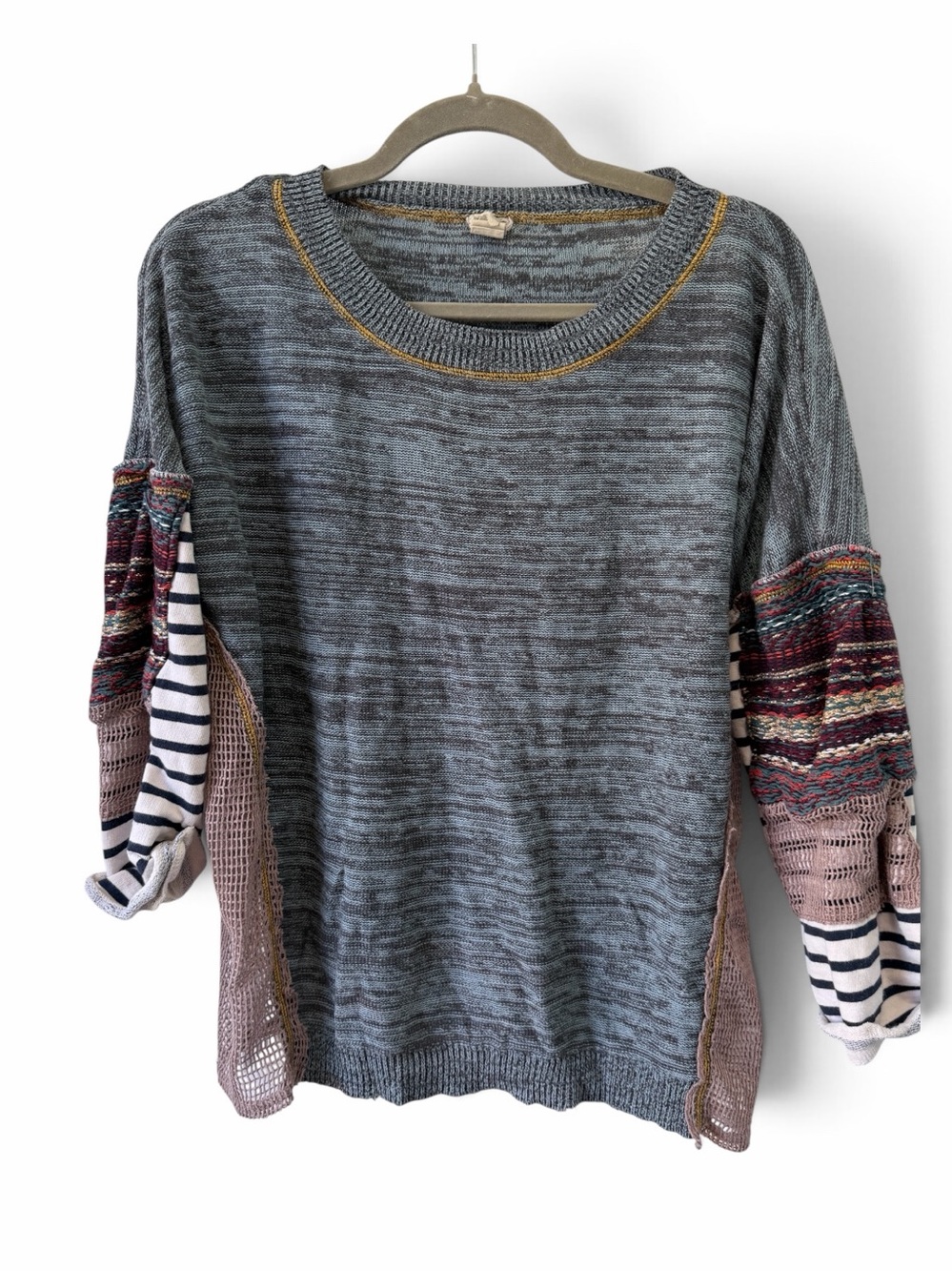 Gimmicks by BKE Mixed Materials Lightweight Pullover Boho Eco Size Medium
